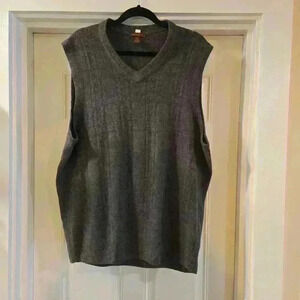 Dockers Mens Textured V Neck Knit Sweater Vest Gray Size XL